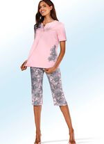 Zweierpack Pyjamas mit platziertem Druck und wadenlanger Hose 