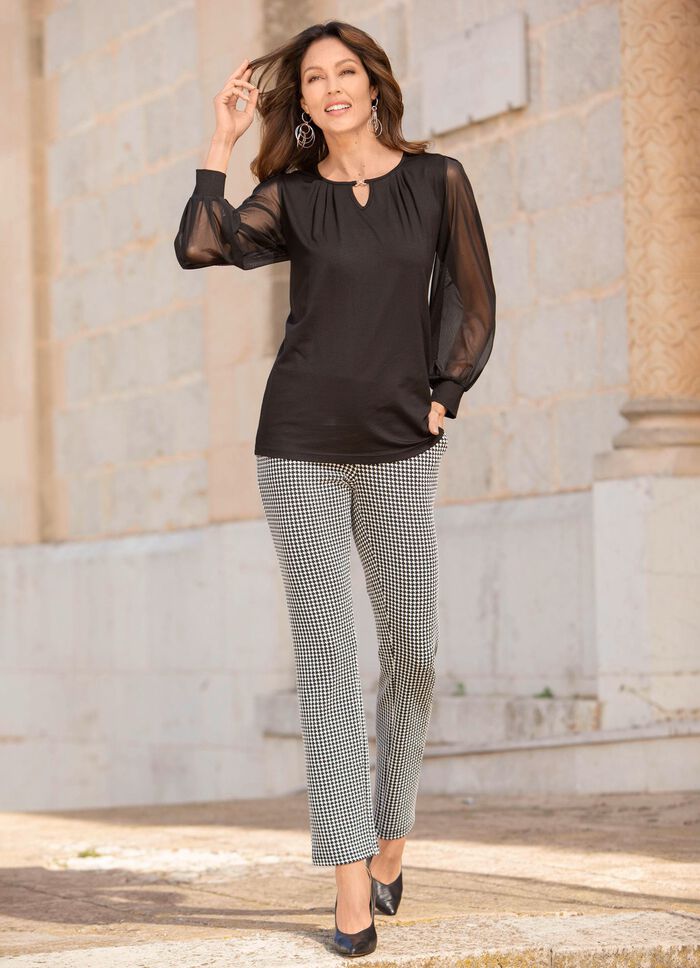 Shirt mit langen Chiffon&auml;rmeln SCHWARZ