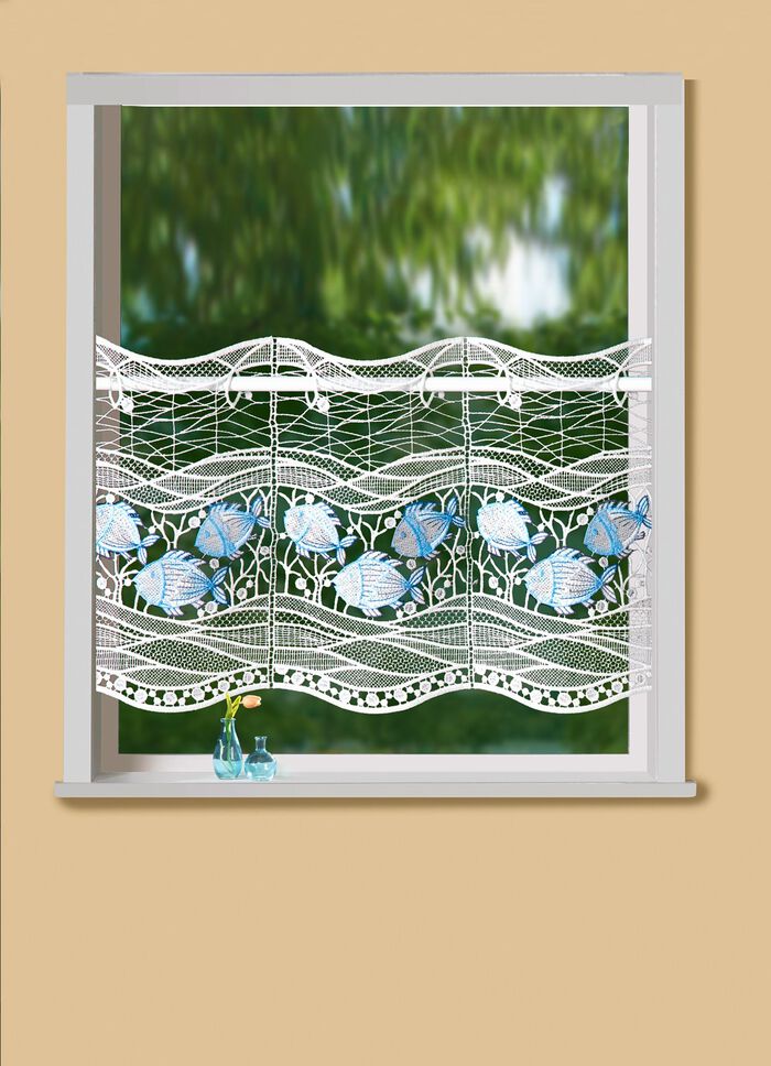 Kurzstore mit Fische-Motiv und Plauener Stickerei 