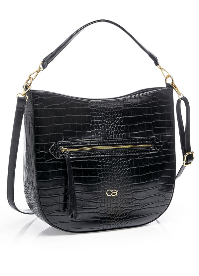 Collezione Allessandro Tasche aus krokogepr&auml;gtem Synthetikmaterial SCHWARZ