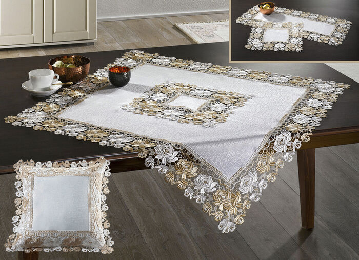 Elegante Tischdekoration in Spitzen-Optik 