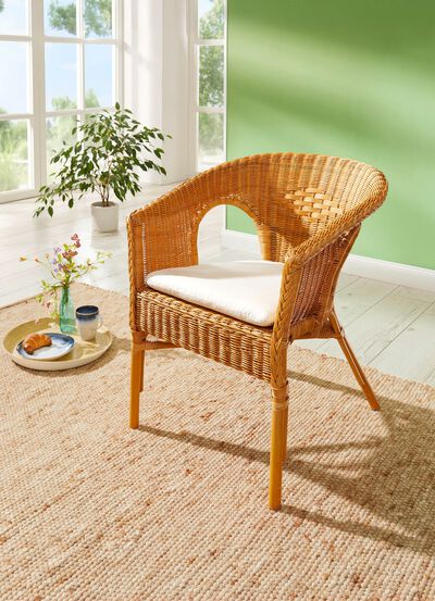 Formsch&ouml;ner Rattansessel aus Peddigrohrgeflecht 