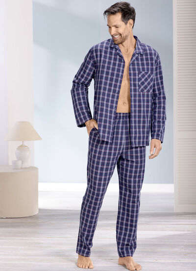 Comte-Schlafanzug aus Webware, mit durchgeknöpftem Oberteil 
