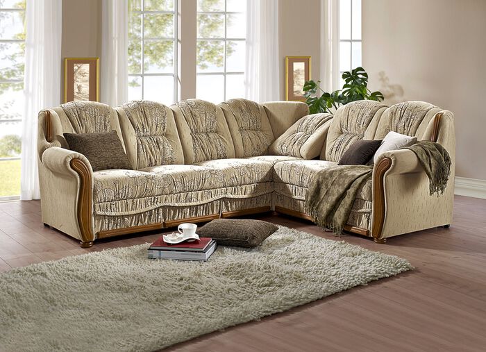 Polsterecke mit Bettfunktion und Bettkasten BEIGE