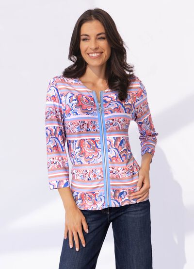 Shirtjacke mit durchgehendem Reissverschluss  