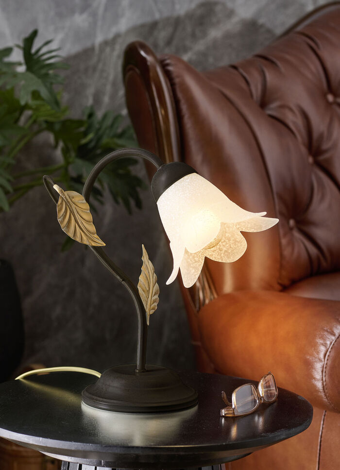 Tischlampe aus Metall mit Glasschirm SCHWARZ-GOLD