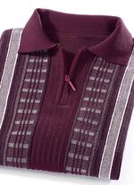 Faszinierender Polopullover mit kurzem Reissverschluss BORDEAUX MELIERT