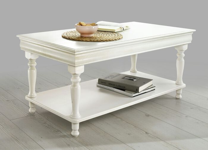 Couchtisch aus teilmassivem Holz WEISS