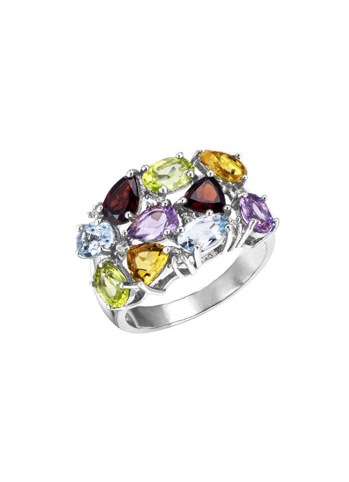 Eleganz in Silber: Damenring mit Edelsteinen 