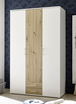Moderner Kleiderschrank auf Wunsch mit Aufbau-Service WEISS-EICHE