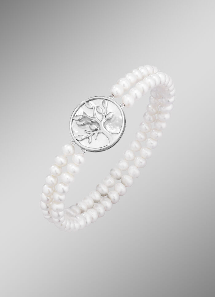 Elastisches 2-reihiges Armband mit Süsswasser-Zuchtperlen 
