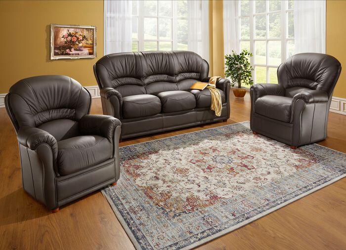 Polstermöbel mit Bezug aus echtem Leder DUNKELBRAUN