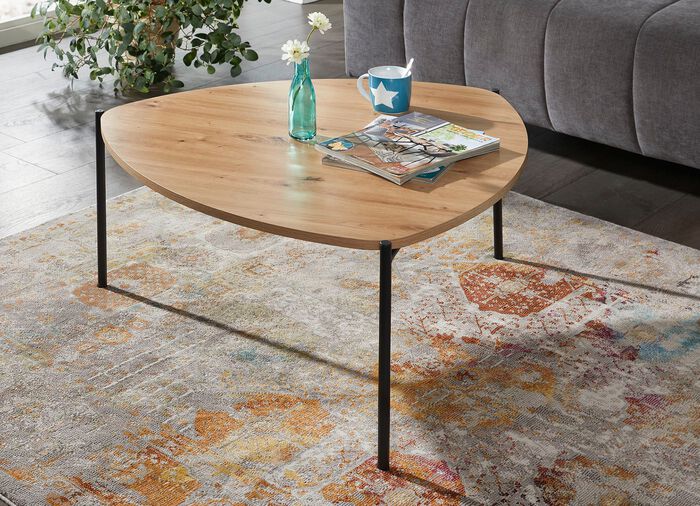 Couchtisch im Loft-Design mit Metallgestell WILDEICHE