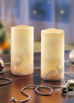 Batteriebetriebene LED-Echtwachskerze, 2er-Set 