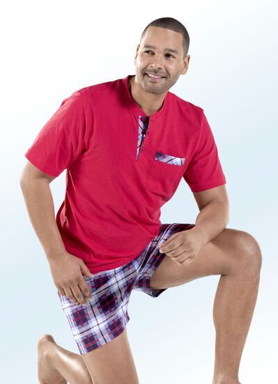 Zweierpack Shortys mit Knopfleiste, Brusttasche und schönem Karodessin - 