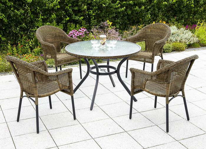 &laquo;Ravenna &raquo;Gartenm&ouml;bel, Set 5 teilig in verschiedenen Ausf&uuml;hrungen BRAUN