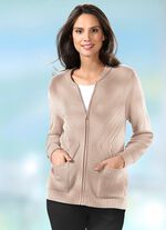 Strickjacke in 2 Farben mit durchgehendem Reissverschluss BEIGE