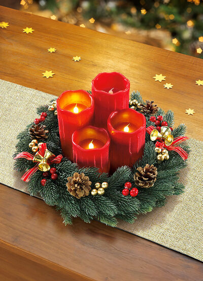 Adventskranz mit LED-Echtwachskerzen 