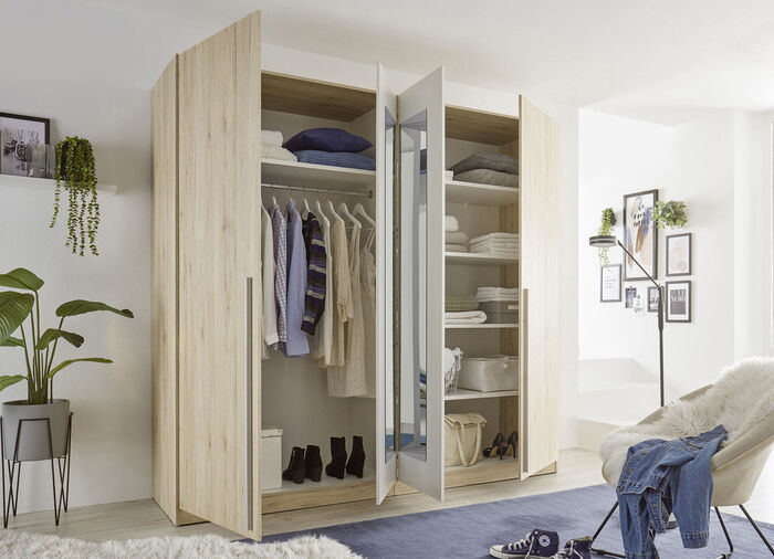 Moderner und formschöner Kleiderschrank SAN REMO EICHE-WEISS