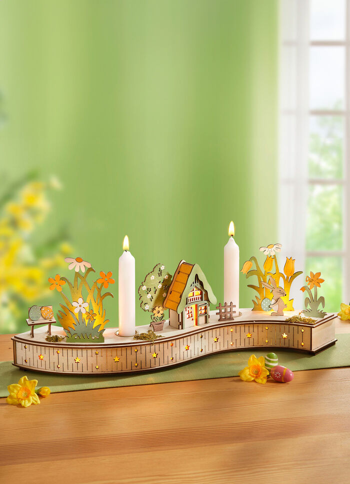Geschwungener Kerzenhalter aus Holz, 