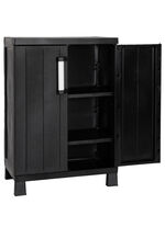 Geräteschrank Garage mit Holzlamellen-Effekt SCHWARZ