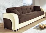 Funktions-Polstermöbel aus hochwertigem Kunstleder BEIGE-DUNKELBRAUN