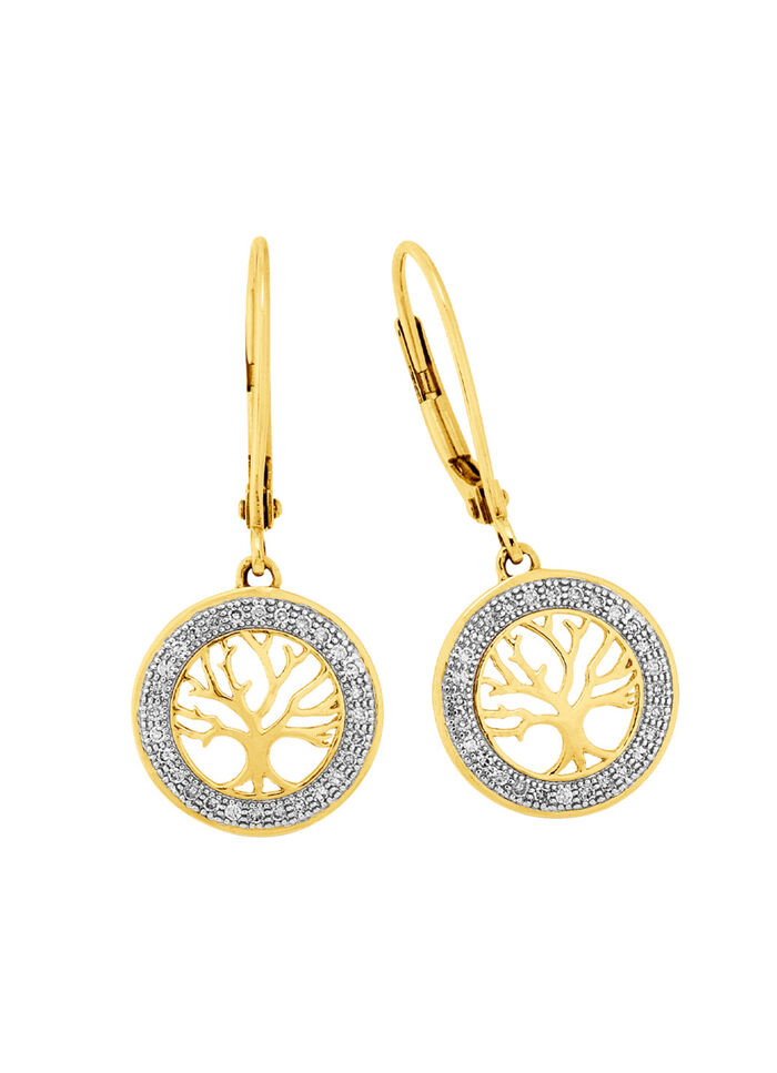 Lebensbaum-Ohrringe mit Diamanten 