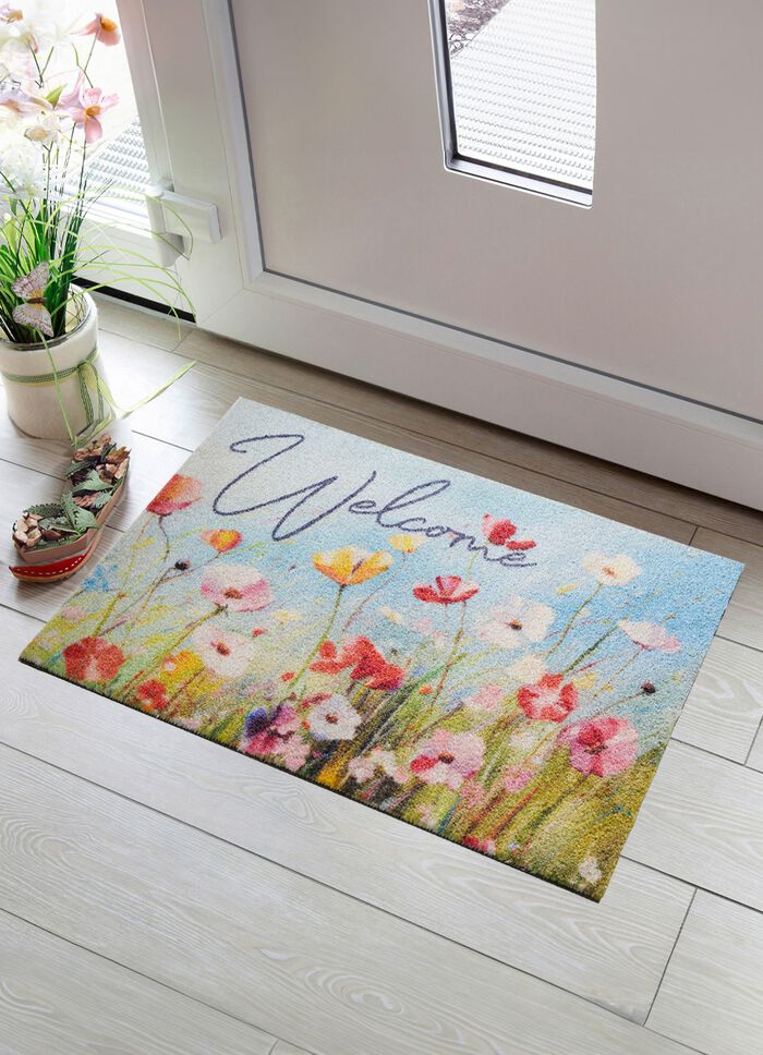 Blumenreiche Fu&szlig;matte &bdquo;Willkommen&ldquo; 