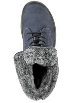 Waldläufer Schnür-Stiefelette mit kuscheligem Webpelzkragen JEANSBLAU