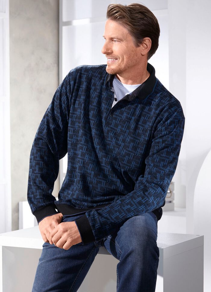 Poloshirt mit Strickkragen 