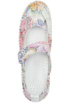 Gemini Mokassin-Slipper mit Lederspange WEISS-BUNT