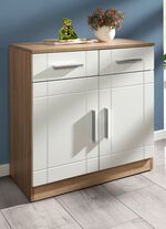 Moderne Kommode mit matten Tiefzieh-Fronten WEISS EICHE SONOMA