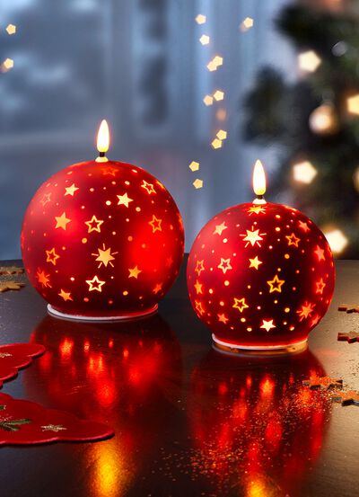 LED-Kerzen mit Sternen-Motiv, 2er-Set 