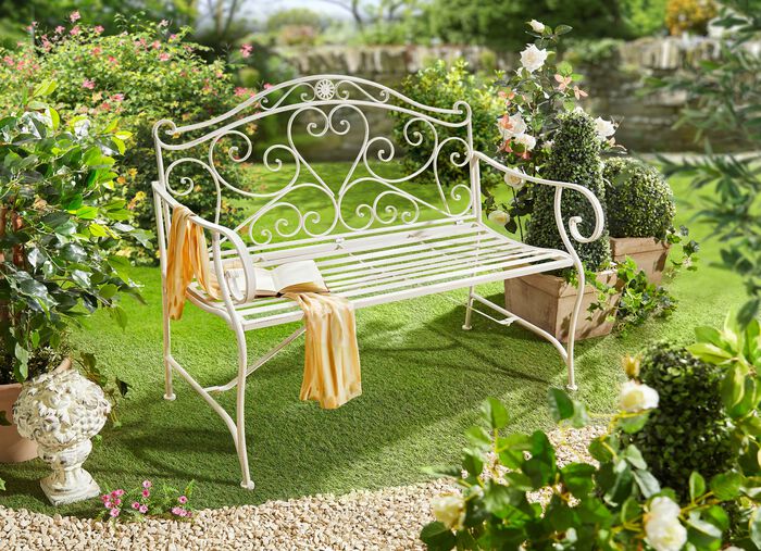 Gartenbank in antikweiss 