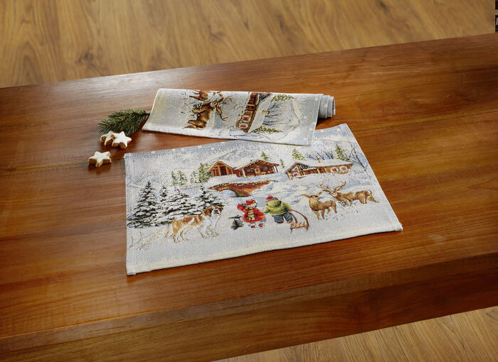 Winterliche Tisch- und Raumdekoration in Gobelin-Qualität MULTICOLOR