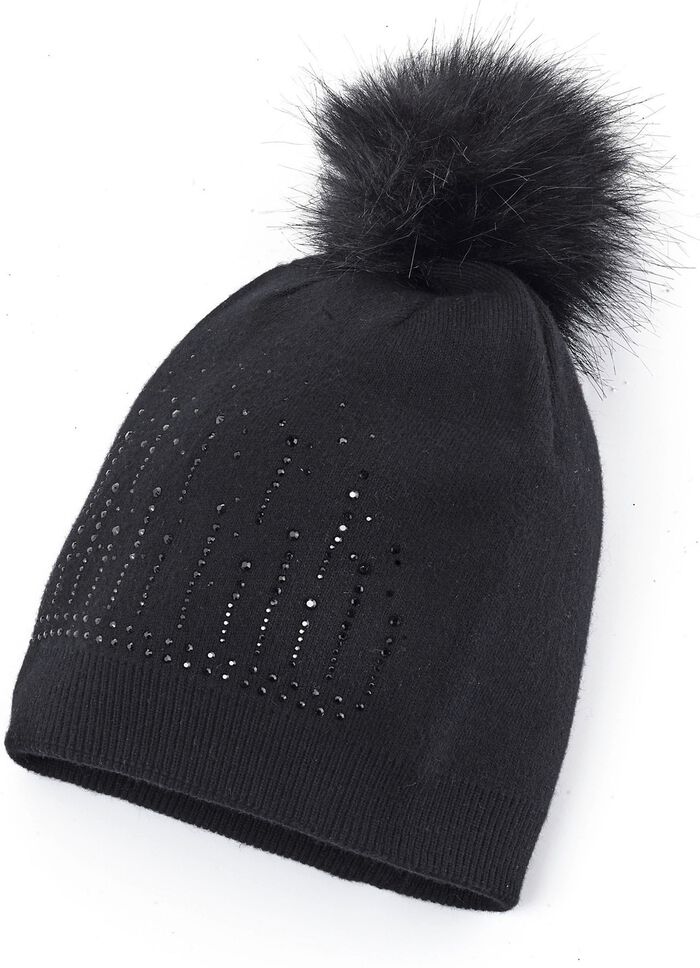 M&uuml;tze mit dezenten Glitzersteinchen SCHWARZ