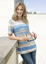 Shirt mit sportivem Streifen-Dessin in 2 Farben, 