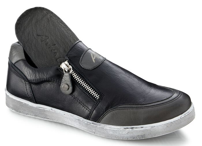 Slipper mit zwei praktischen Seitenrei&szlig;verschl&uuml;ssen SCHWARZ-GRAU