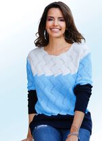 Pullover mit tollem Wellenmuster MARINE-BLEU-ECRU