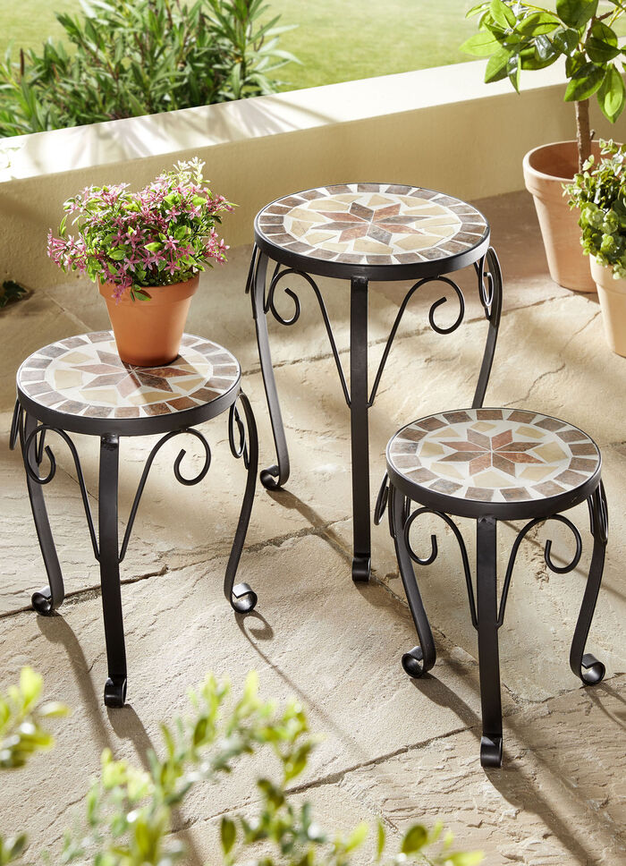 Pflanzenpodeste Mosaik, 3er-Set, aus robustem Stahl 