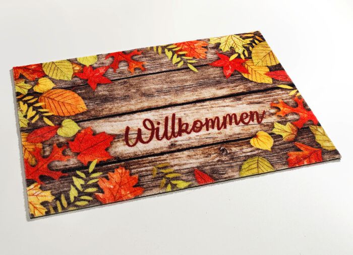 Fussmatte Herbstbl&auml;tter mit rutschhemmender R&uuml;ckseite 