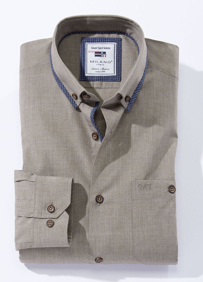 «Milano Italy»-Hemd in 4 Farben BEIGE MELIERT