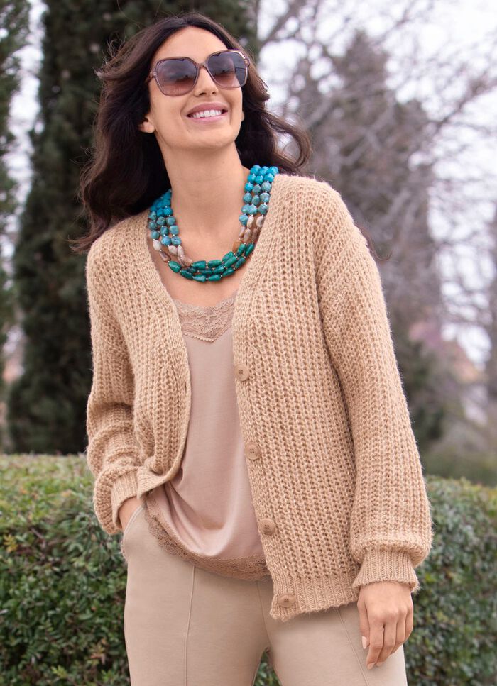 Strickjacke mit Paillettengarn 