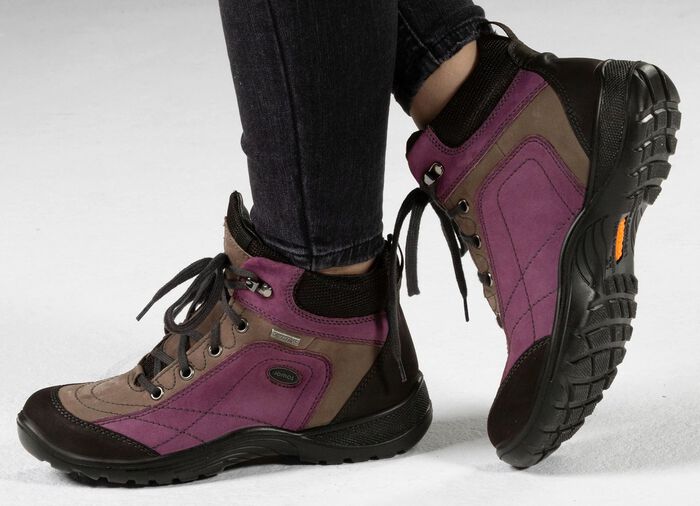 Schnür-Stiefelette in interessanter Farbkombination VIOLA-KHAKI-SCHWARZ