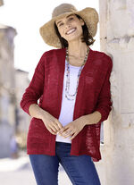Strickjacke in feinem Netzstrick, 