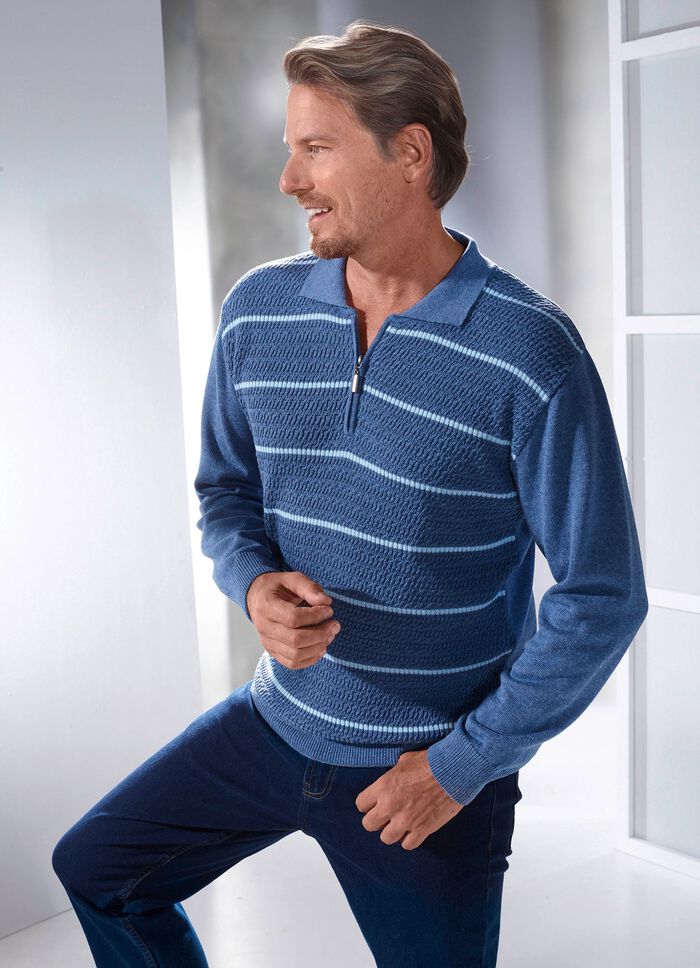 Polopullover mit kurzem Reissverschluss in 2 Farben 