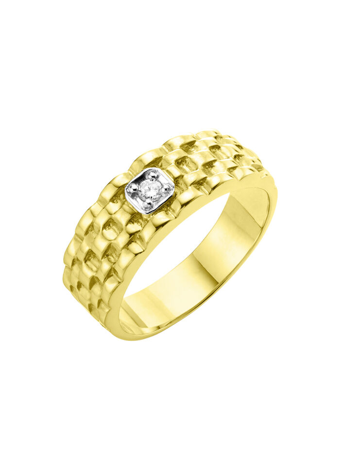 Massiver Herrenring in Bicolor mit Brillant 