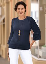 Pullover mit Raglan&auml;rmeln in Ajourdessin MARINE