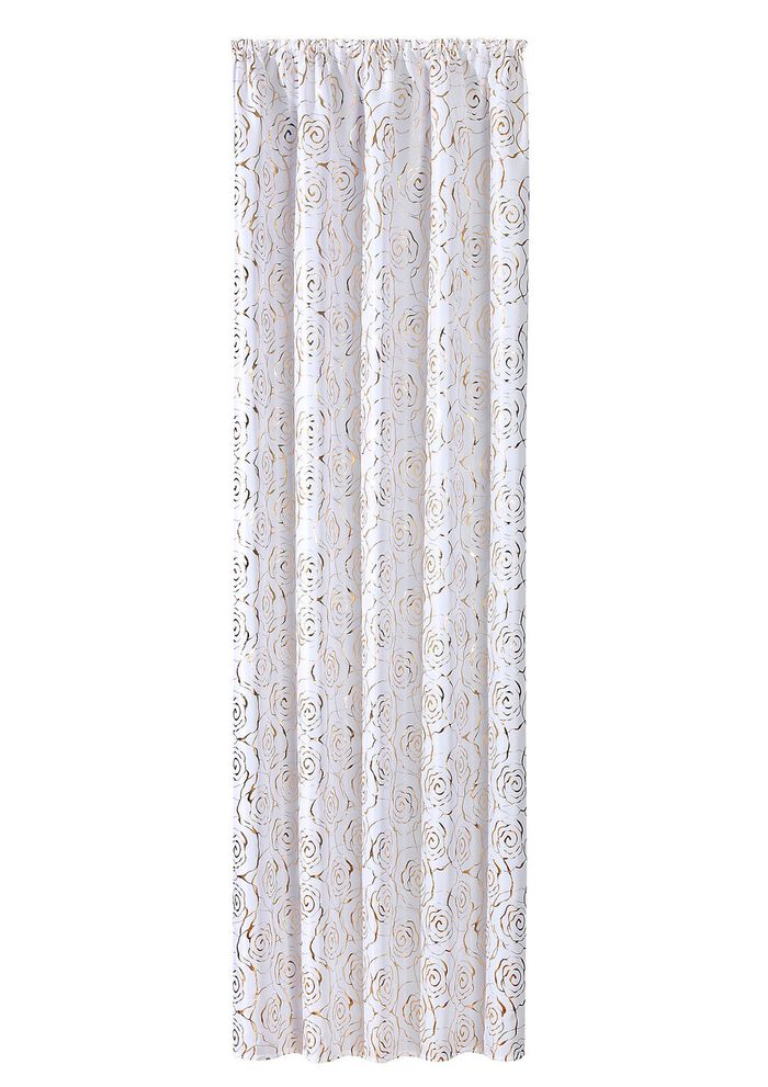 Dekoschal mit hübschem Rosen-Dessin WEISS-GOLD