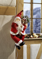 Weihnachtsmann aus Textil- und Kunstmaterial, mit Seil 